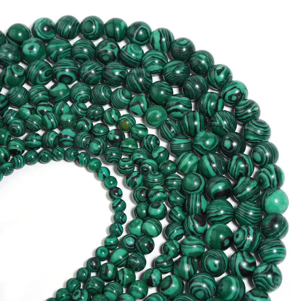 Natural Green Malachite Stone Beads for Jewelry Making 4mm 6mm 8mm 10mm 12mm Loose Spacer Beads for Bracelets and Necklaces