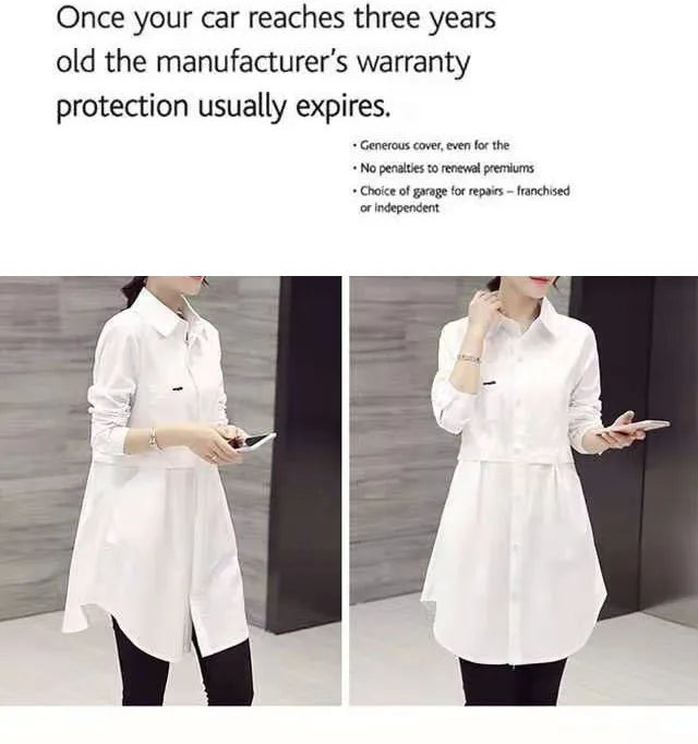 Mid-Length White Polo-Neck Shirt for Women Lightweight Stylish Spring Summer Blouse Elegant Korean-Inspired Fashion