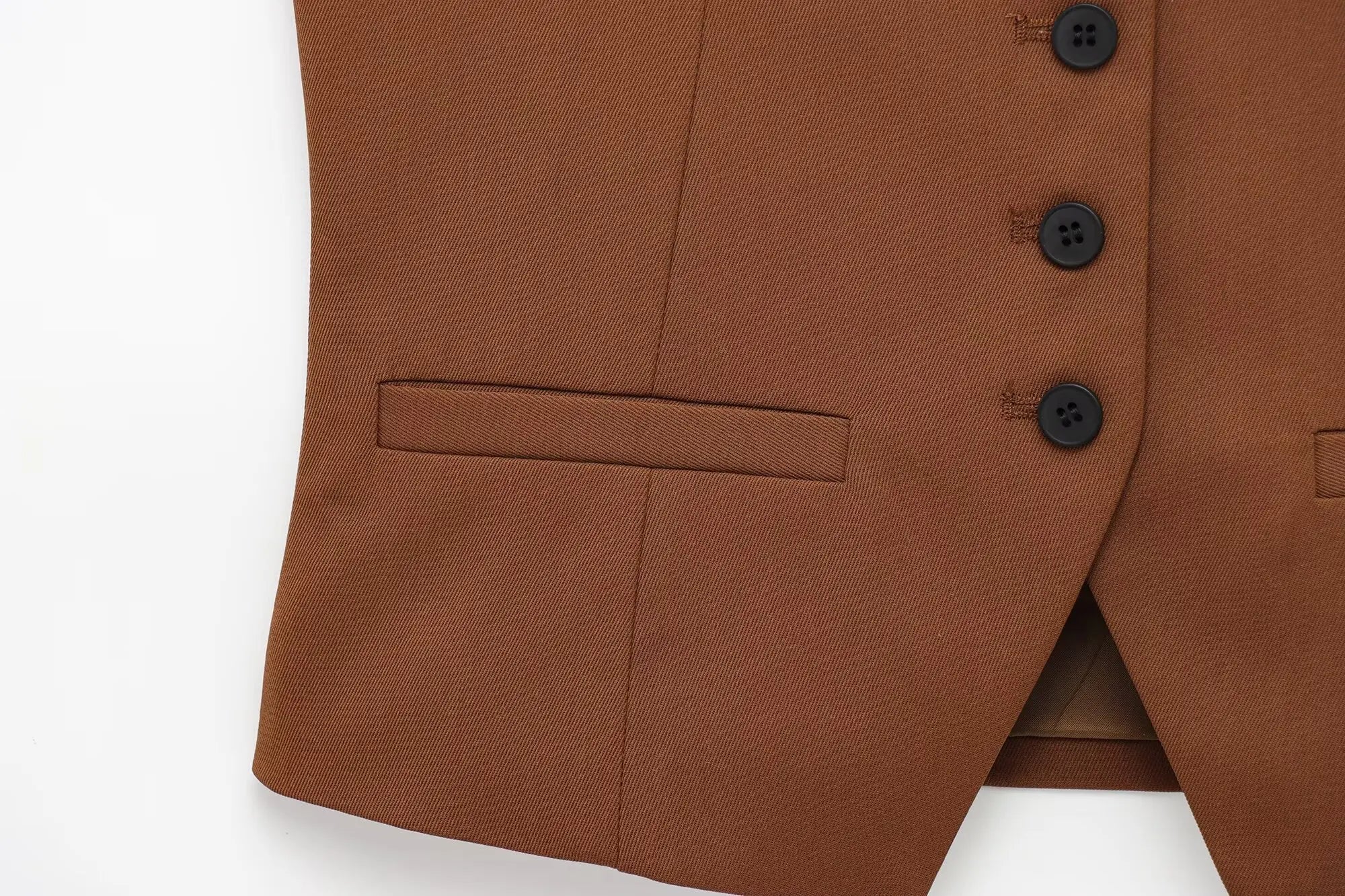 Women's Sleeveless Button-Down Vest with Pockets and Matching Mini Skirt Two-Piece Set for Chic and Stylish Look