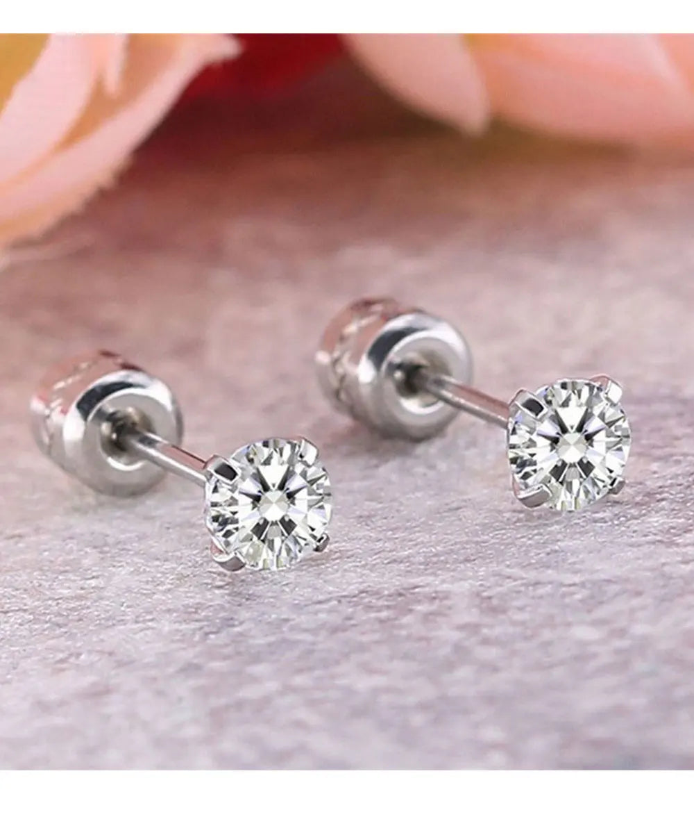 Stainless Steel Crystal Stud Earrings for Men and Women Durable Non-Fading Jewelry
