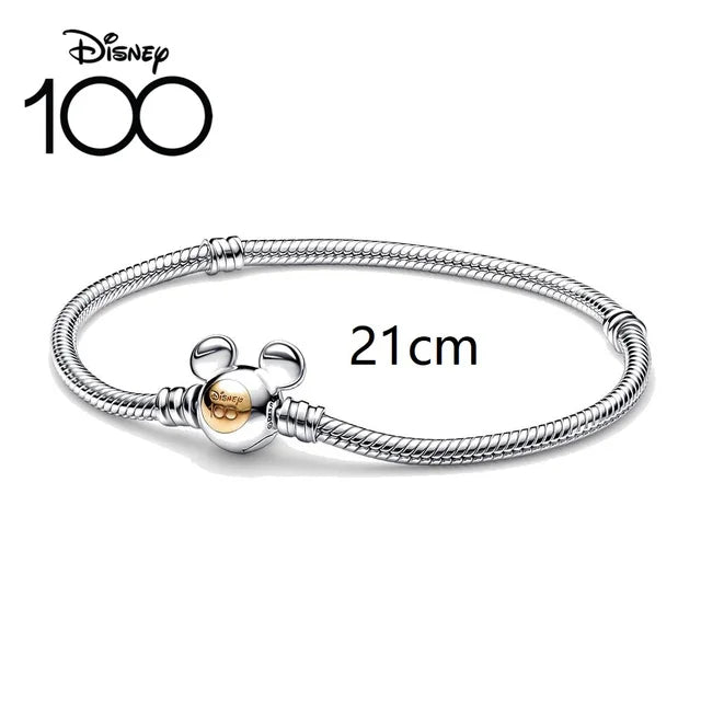 Minnie Mickey Spider 925 Silver Plated Charm Bracelet with Love Heart Clasp for Women DIY Jewelry Gifts