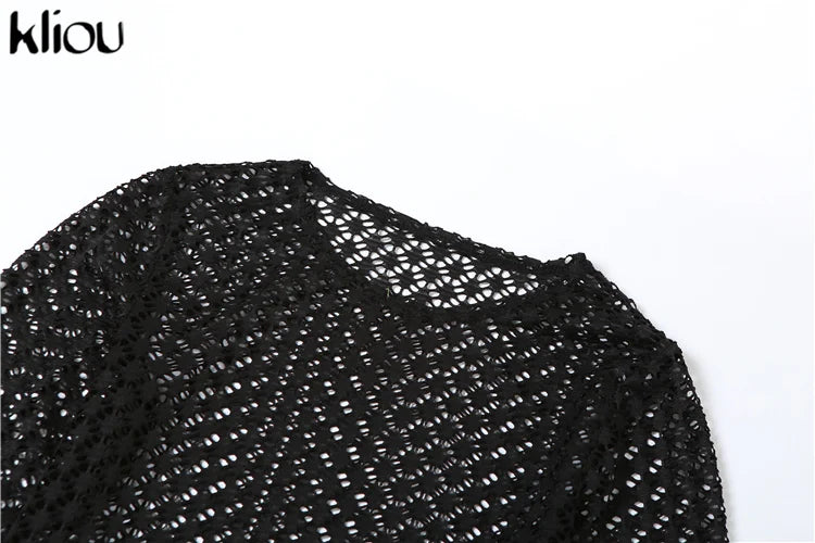 Sexy Coquette 2 Piece Set Sheer Long Sleeve Slim Top and High Waist Flare Pants Nightclub Outfit