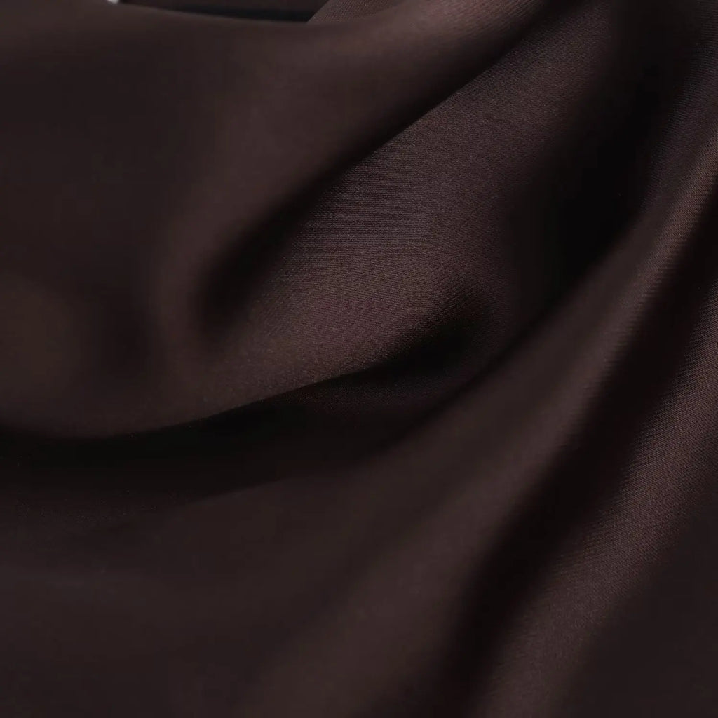 Elegant Satin Belt Midi Dress For Women Vintage Brown