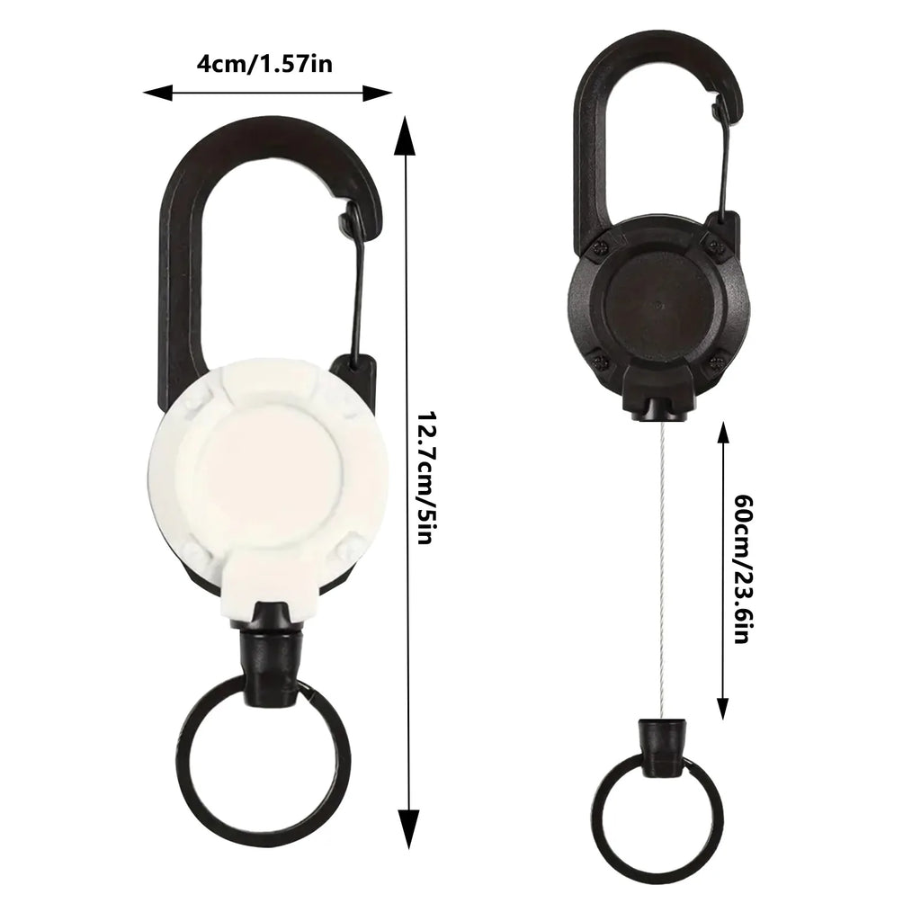 Heavy Duty Retractable Key Ring with Anti-Theft Metal Design and Easy-Pull Elastic Rope for Keys and Badges