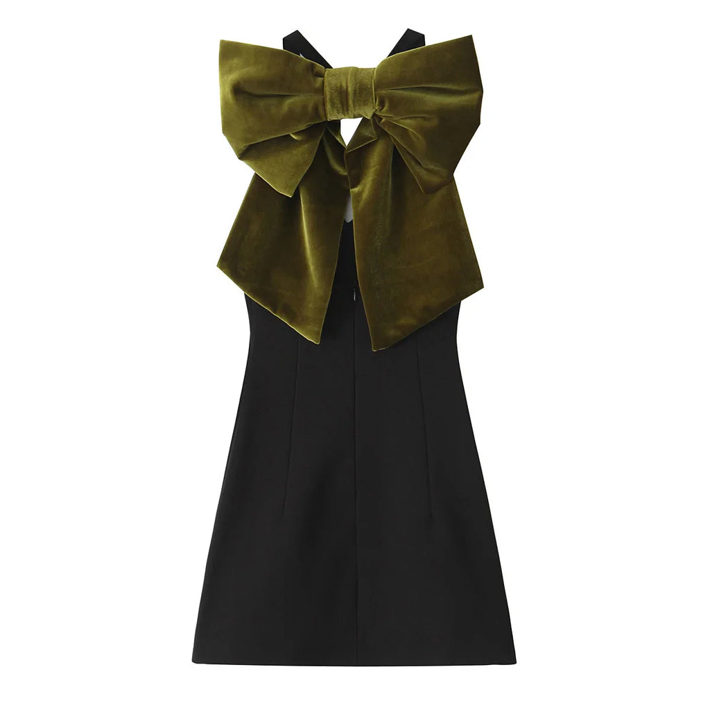 Elegant Western Style Bow Tie Dress for Women Slim Fit