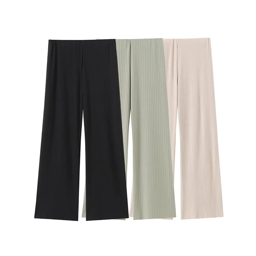 Women's Asymmetric Collar Sleeveless Slim Fit Top and Wide Leg Pants Set for Elegant Casual Style