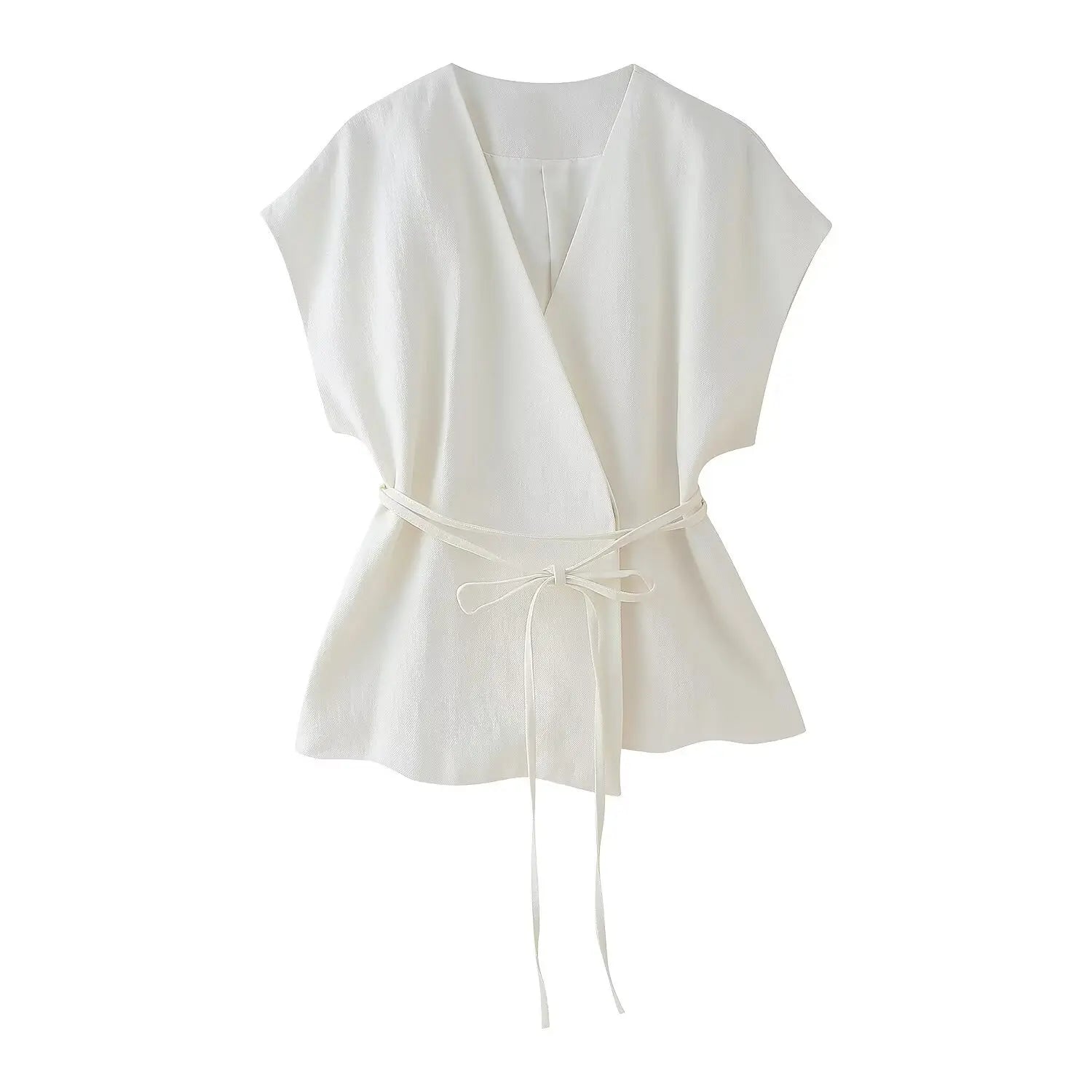 Summer Women's Casual Two-Piece Suit with Lace-Up Tank Top and Pleated Loose Trousers