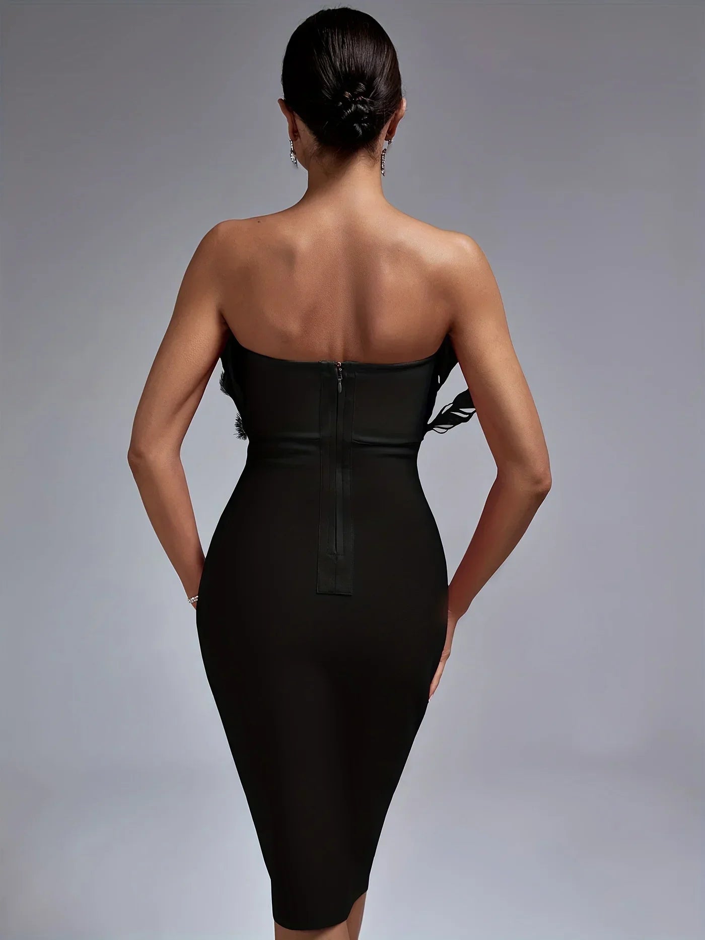 Black Bandage Dress Bodycon Midi Evening Strapless Party