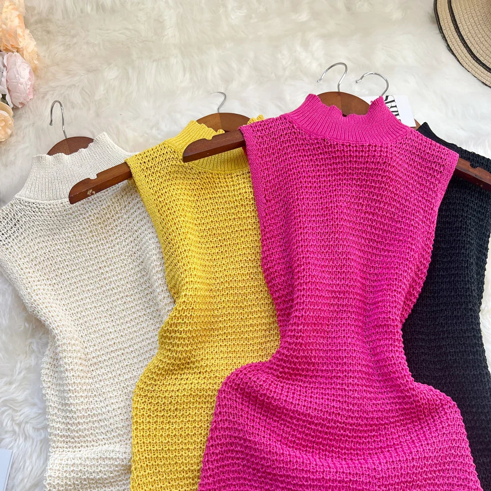 See Through Crochet Knit Dress For Women Beach Party Wear