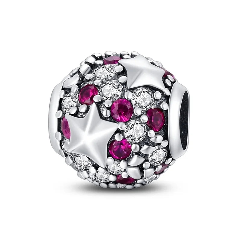 Silver Plated Lotus Guardian Angel Heart-Shaped Zircon Charms Beads for DIY Jewelry and 925 Bracelets