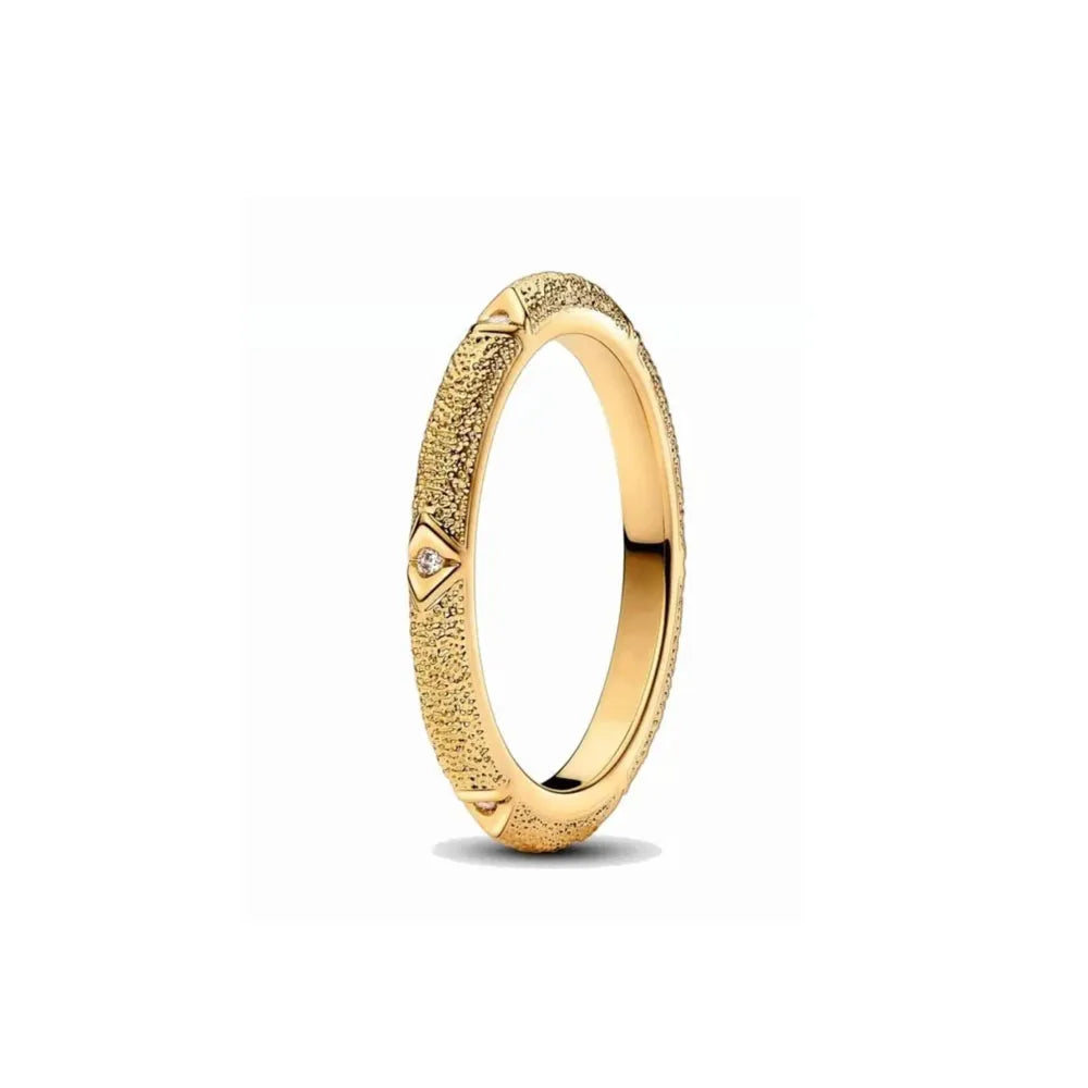 Classic Square Heart Shaped 925 Sterling Silver Ring in Exquisite Gold Color for Jewelry Gift