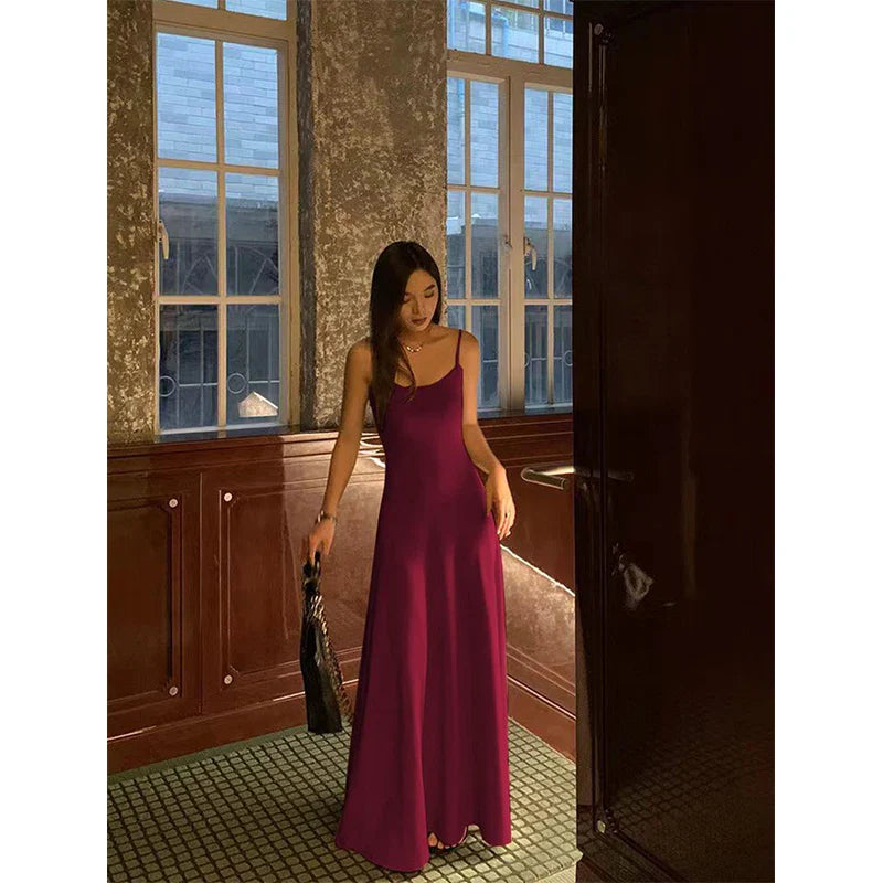 Y2K Black Strap Long Dress Sleeveless Bodycon Sundress