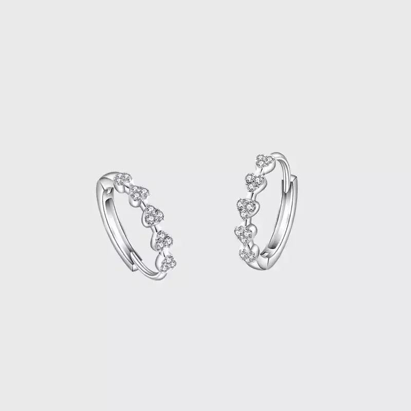 Heart Hoop Earrings for Women with Shiny Zircon Inlay Stylish Wedding Jewelry Accessories
