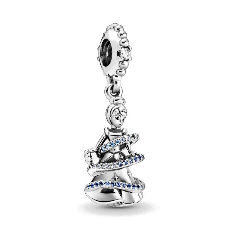 925 Sterling Silver Mermaid Princess Elsa Dress Charm Bead for DIY Bracelets and Women Jewelry