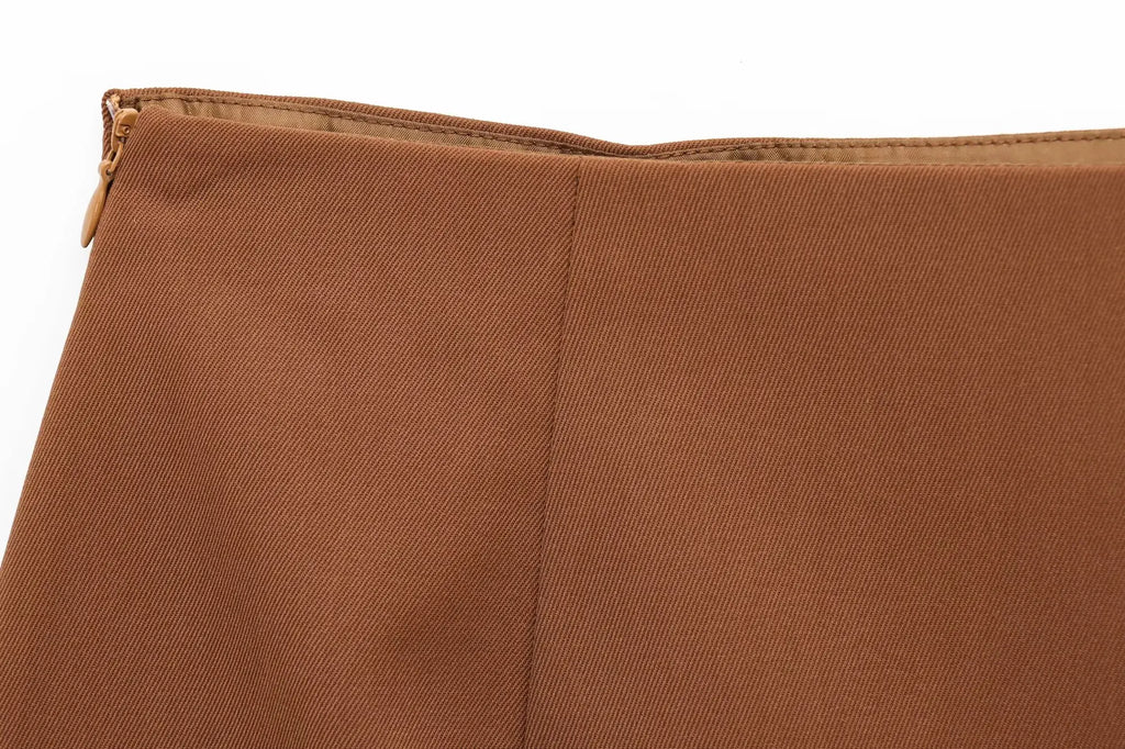 Women's Sleeveless Button-Down Vest with Pockets and Matching Mini Skirt Two-Piece Set for Chic and Stylish Look