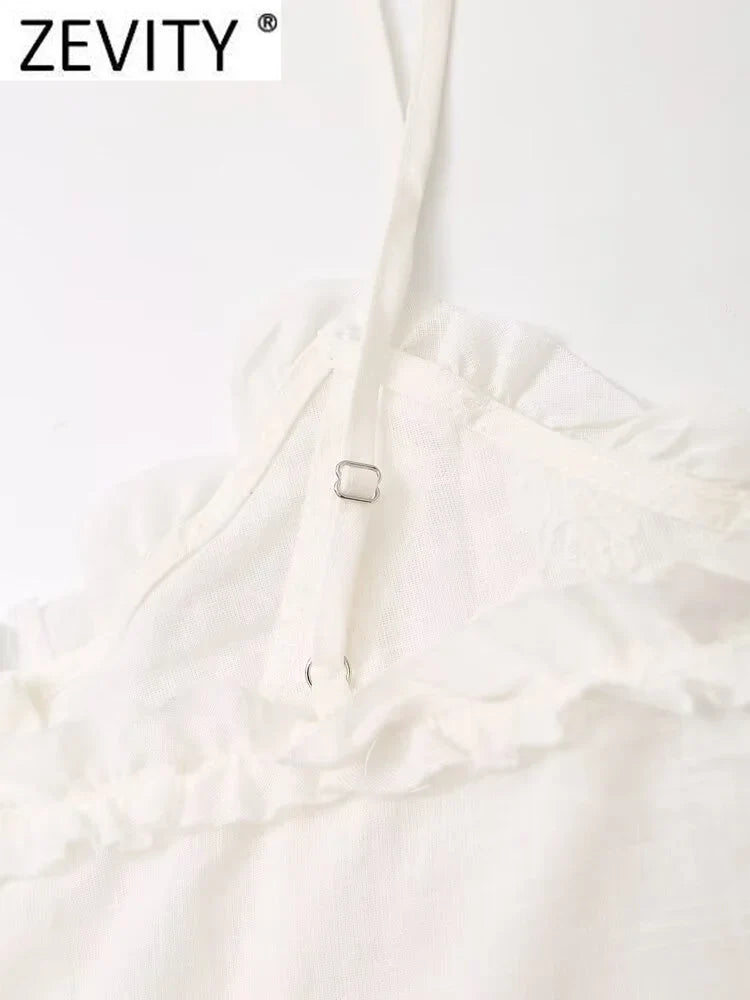 Women's Sexy Lace Floral Embroidery Short Blouse Chic Single Breasted Sling Vest Top