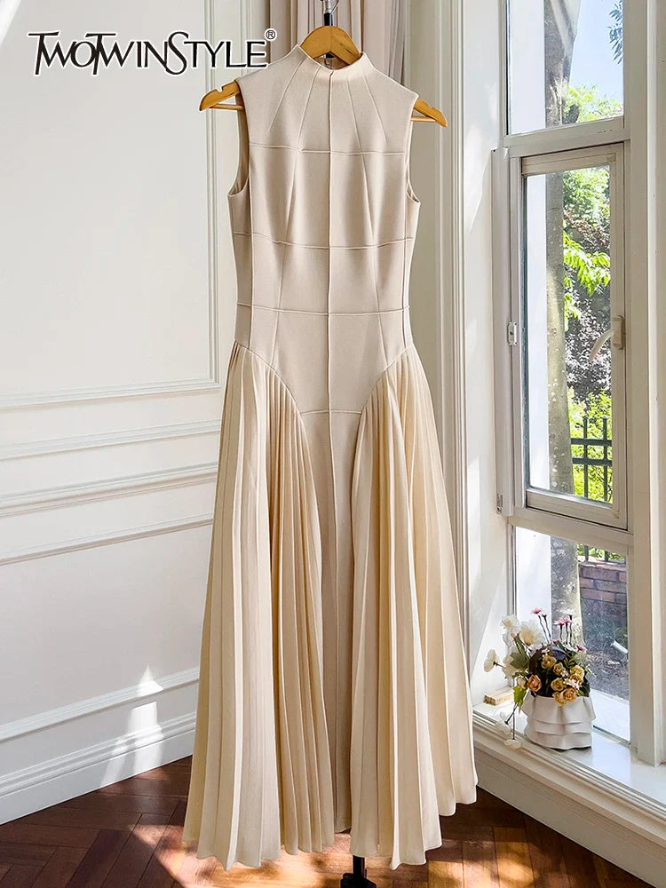 Elegant Square Collar Sleeveless High Waist Summer Dress