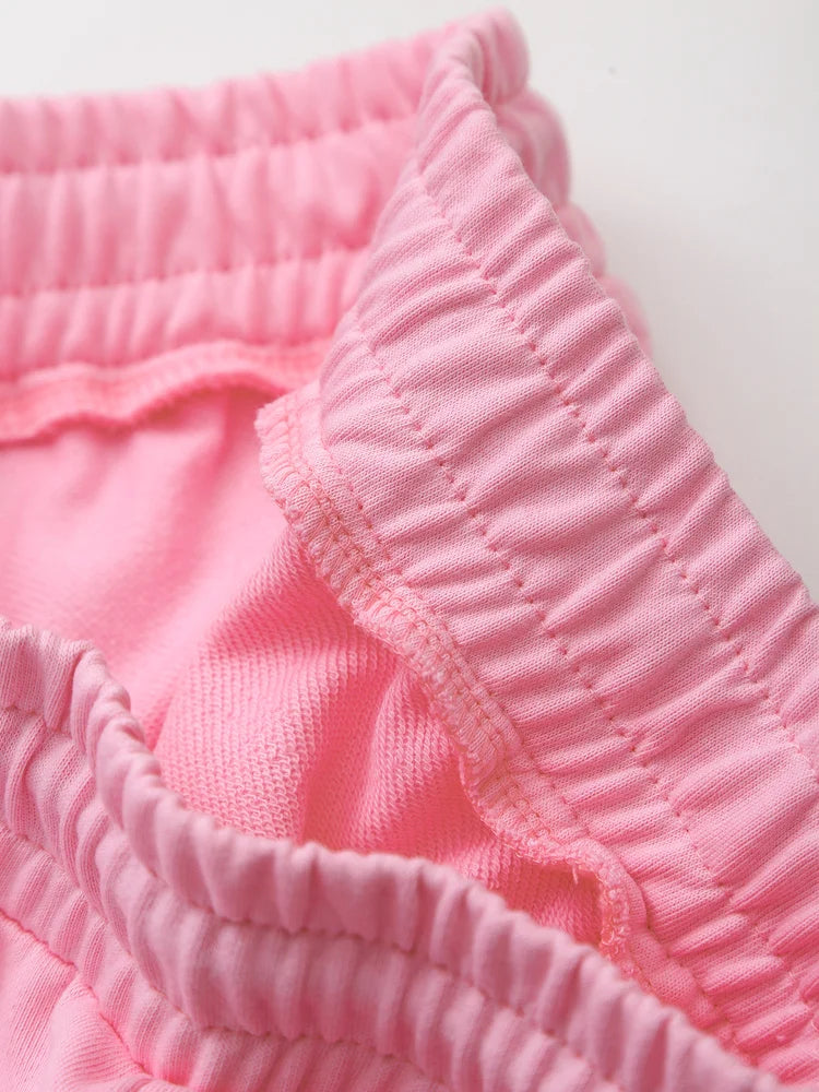 Women's Solid Casual Trouser Set with Short Sleeve T-Shirt and Elastic Waist Wide Leg Pants