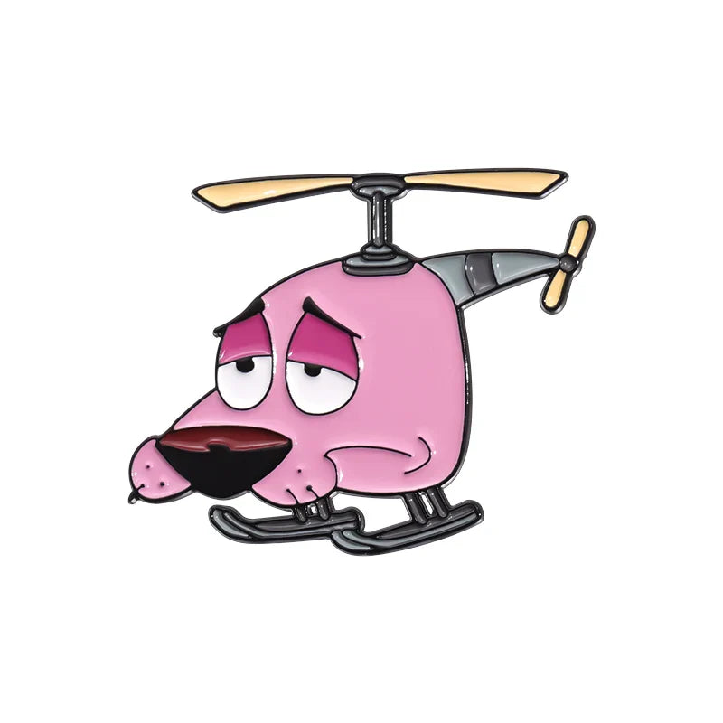 Cute Cartoon Pink Dog Enamel Pins Brooches Fashion Jewelry Accessories Gift for Kids and Friends