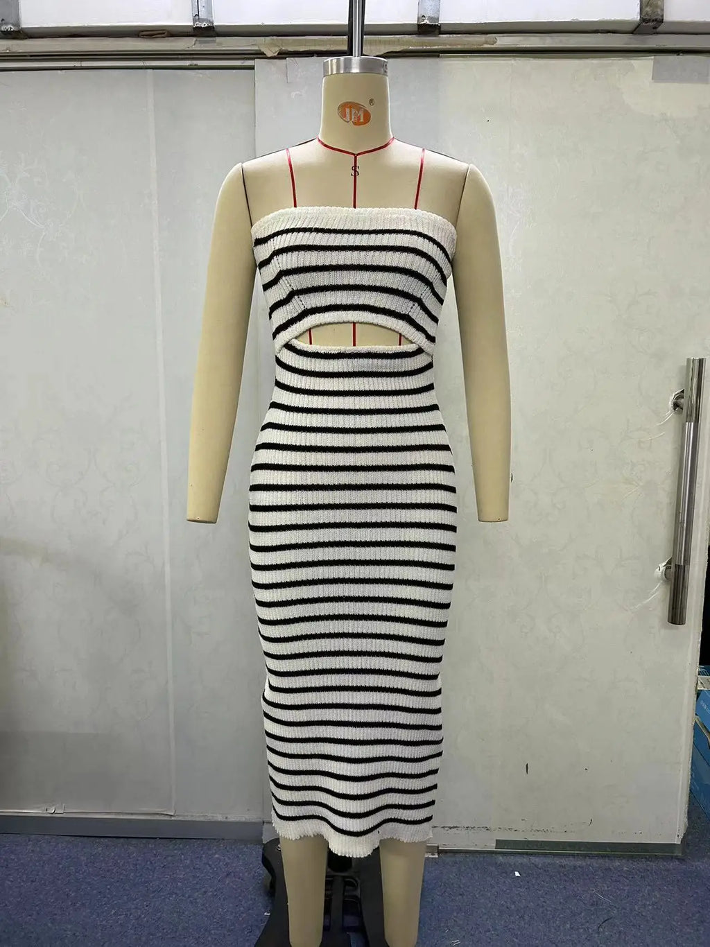 Strapless Backless Tube Dress Patchwork Striped Long Dress