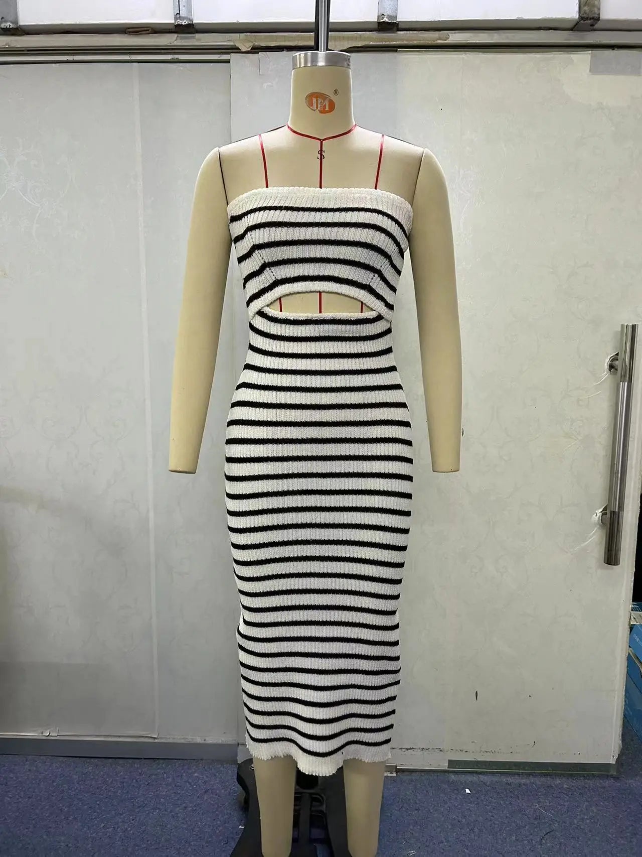 Strapless Backless Tube Dress Patchwork Striped Long Dress