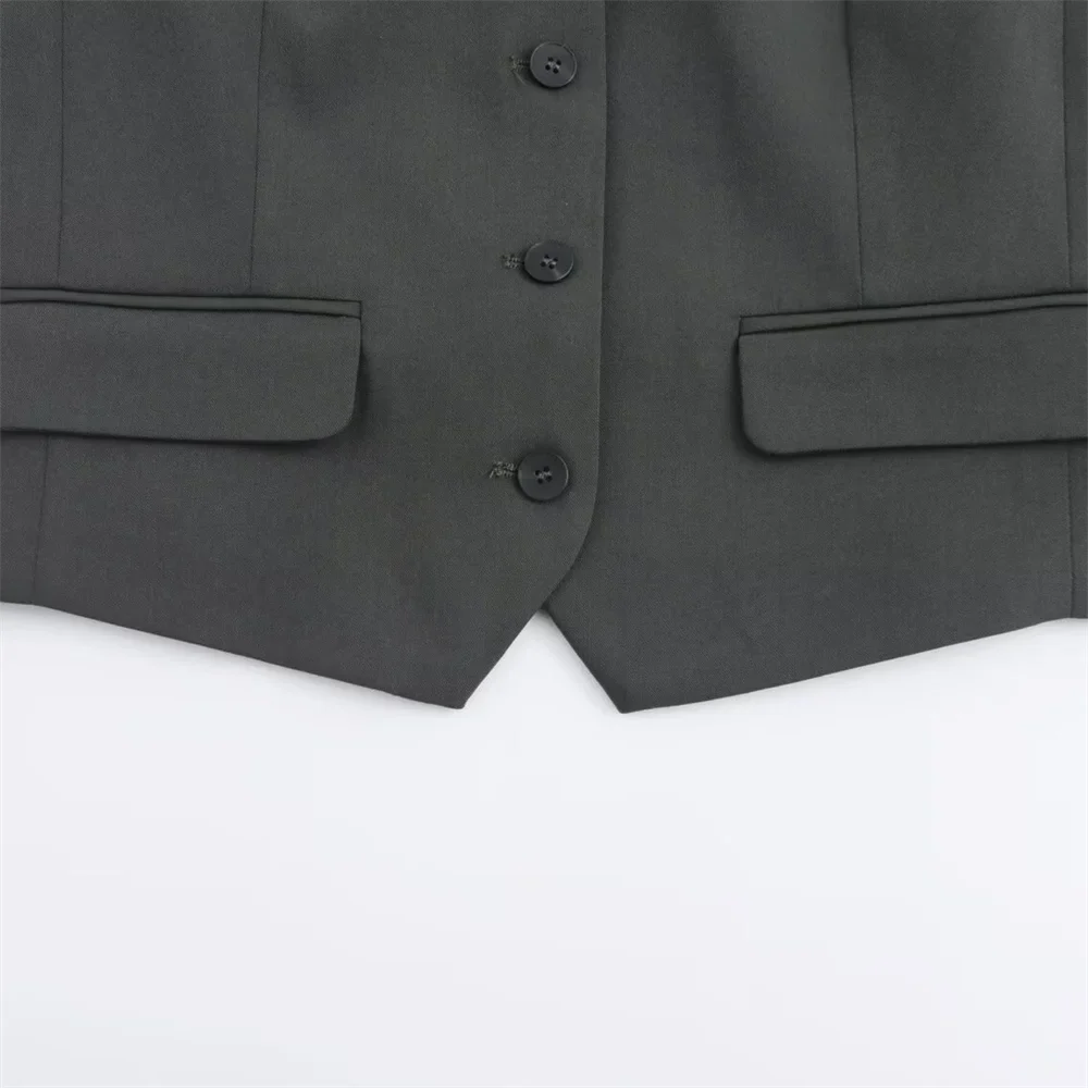 Fashionable Women's Slim Fit Vest and High Waisted Pleated Pants Set for Versatile Commuting Style