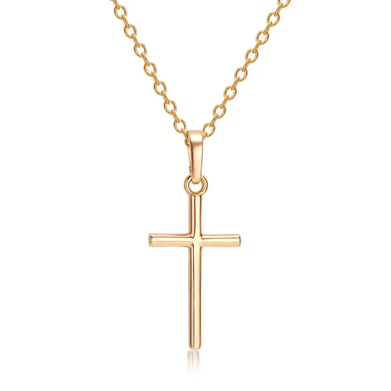 Hip Hop Fashion Cross Necklace for Women and Men with Crystal Zircon Jesus Pendant and Metal Chain Choker Jewelry Gift