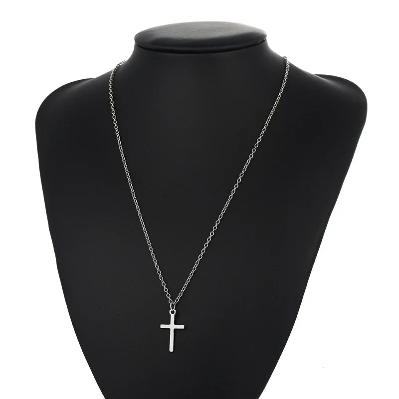 Hip Hop Fashion Cross Necklace for Women and Men with Crystal Zircon Jesus Pendant and Metal Chain Choker Jewelry Gift