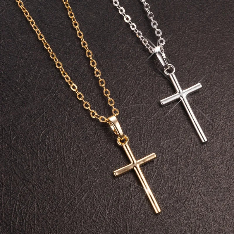 Hip Hop Fashion Cross Necklace for Women and Men with Crystal Zircon Jesus Pendant and Metal Chain Choker Jewelry Gift