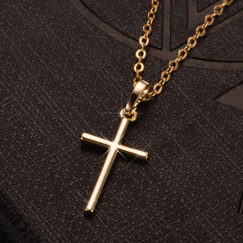 Hip Hop Fashion Cross Necklace for Women and Men with Crystal Zircon Jesus Pendant and Metal Chain Choker Jewelry Gift