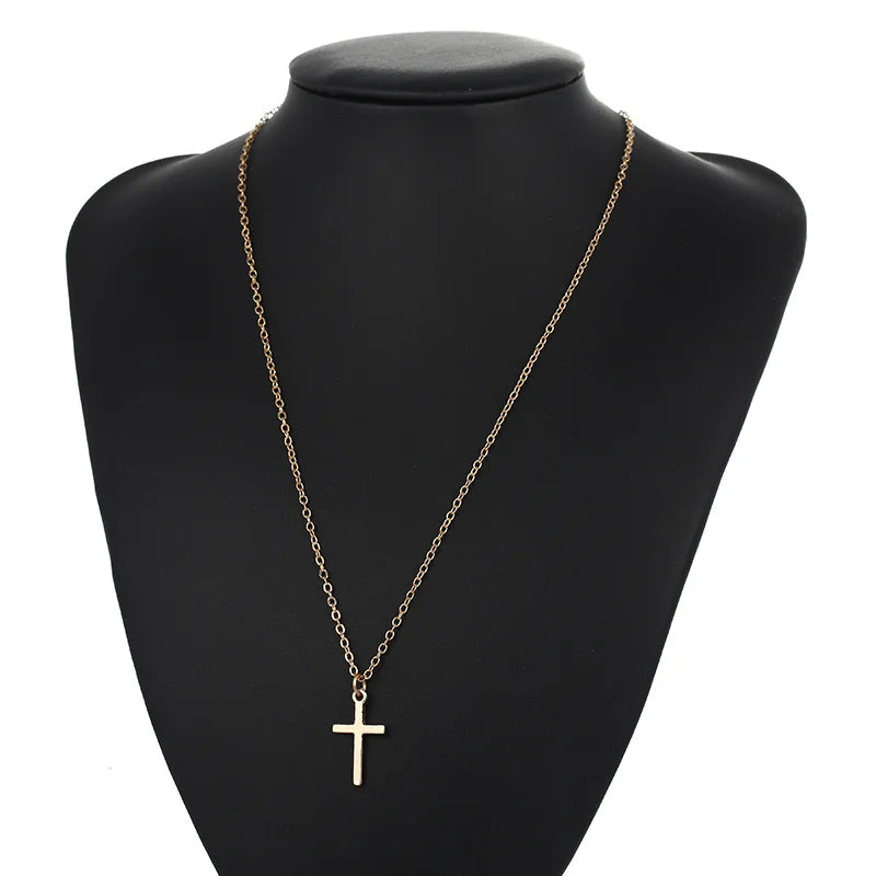 Hip Hop Fashion Cross Necklace for Women and Men with Crystal Zircon Jesus Pendant and Metal Chain Choker Jewelry Gift
