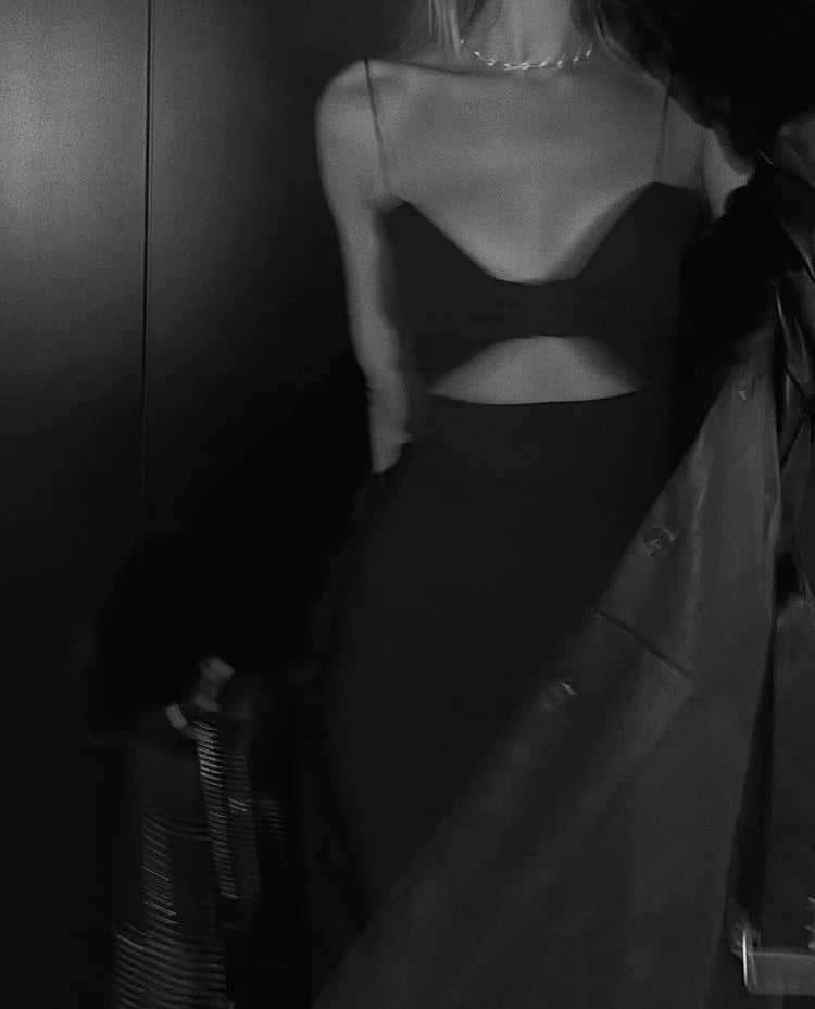 Bandage Midi Dress Bow Sleeveless Black Cutout Bodycon