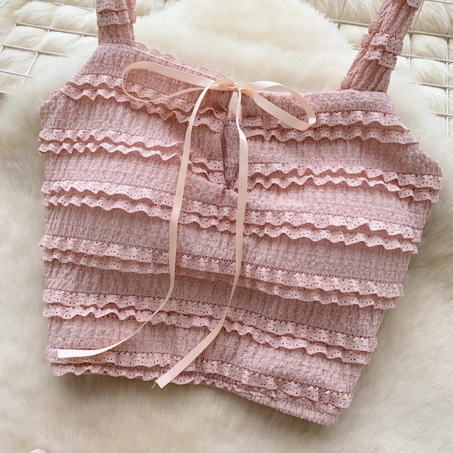 Sweet Ruffles Summer Two-Piece Set Women Square Collar Bow Strap Crop Top with Solid Ruched High-Waist Skirt Chic Gentle Outfit