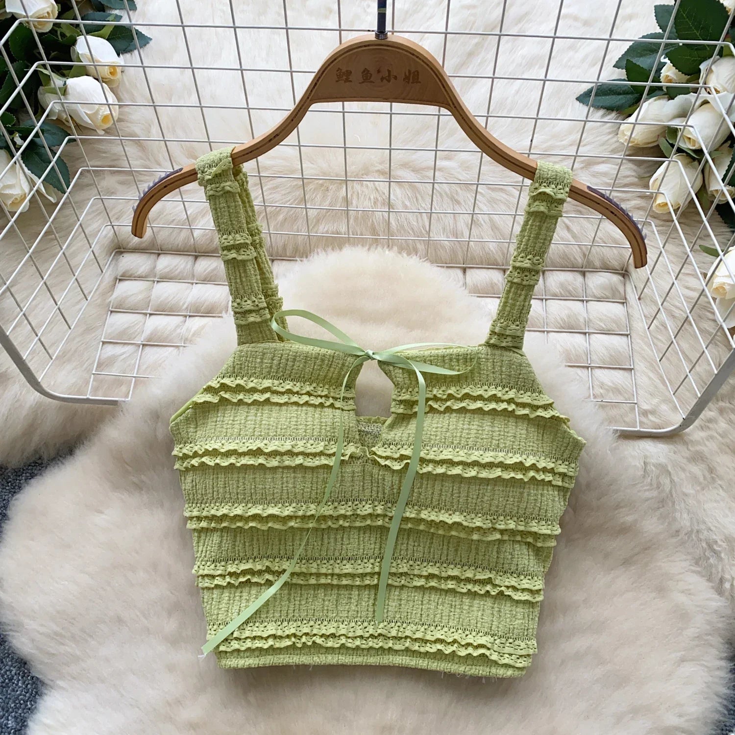 Sweet Ruffles Summer Two-Piece Set Women Square Collar Bow Strap Crop Top with Solid Ruched High-Waist Skirt Chic Gentle Outfit