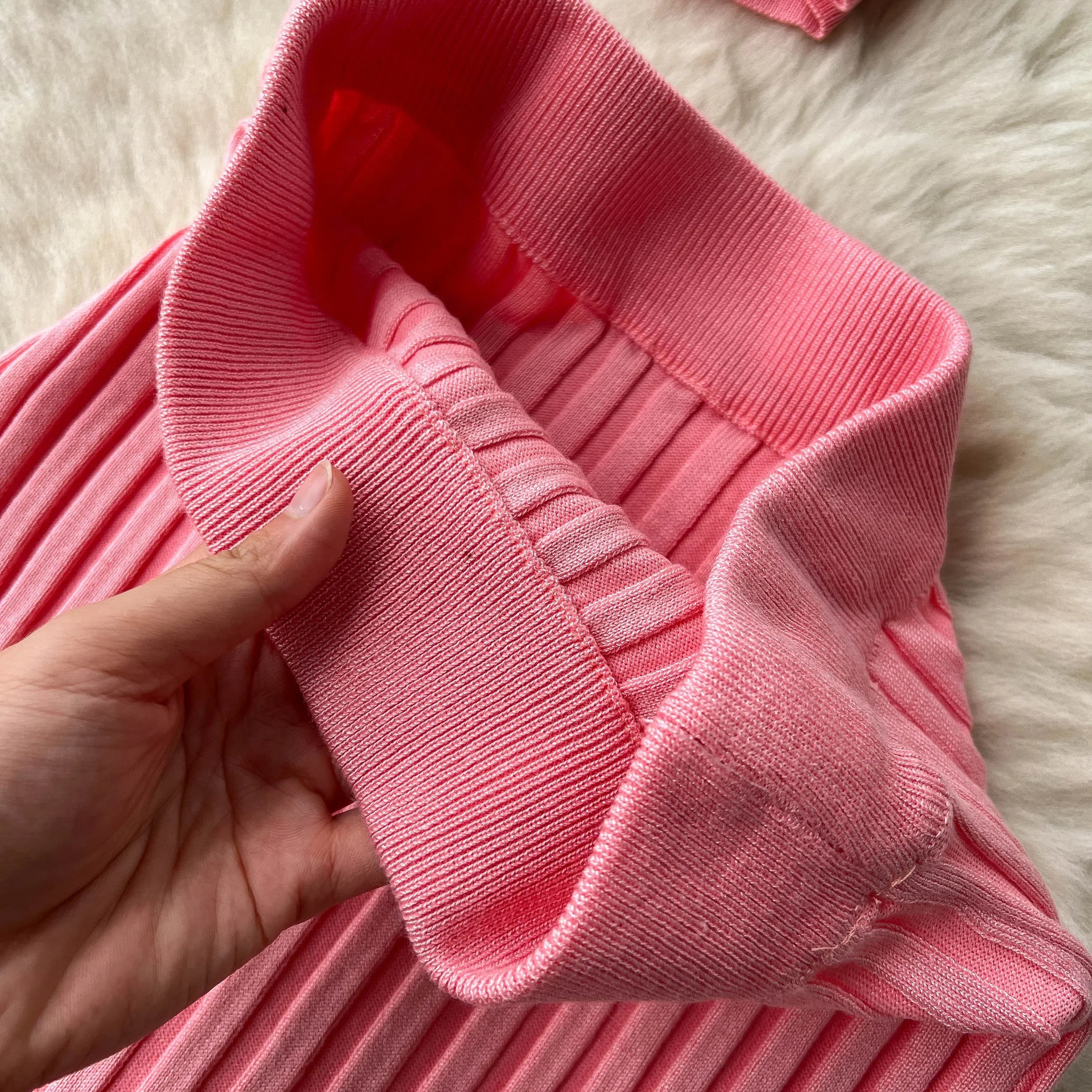 Casual Two Piece Women's Summer Set O Neck Knit Top with Elastic Waist Long Bodycon Skirt Fashion Office Lady Outfit Korean Style