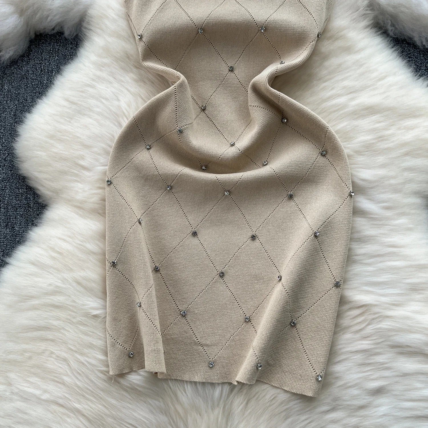 Beading Summer Women's Knitting Sheath Tank Dress Bodycon Sleeveless Mini Camisole Outfits