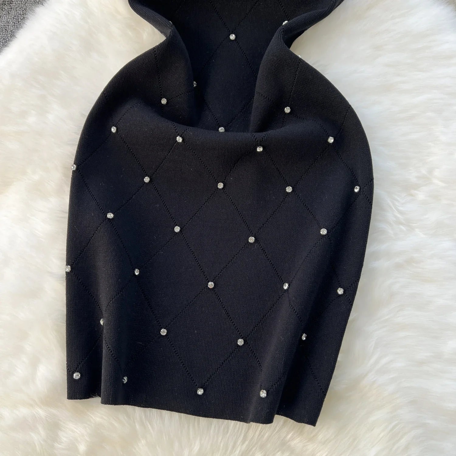 Beading Summer Women's Knitting Sheath Tank Dress Bodycon Sleeveless Mini Camisole Outfits