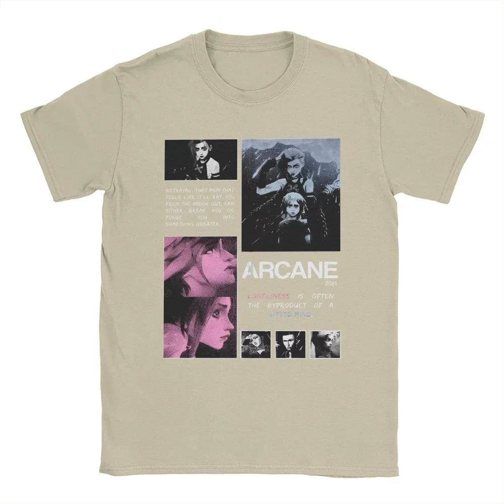 Men and Women Arcane Inspired Jinx and Vi Graphic T Shirt Anime Gaming Casual Short Sleeve Tee