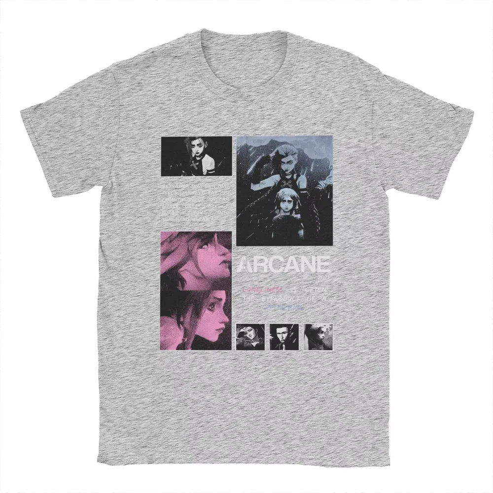 Men and Women Arcane Inspired Jinx and Vi Graphic T Shirt Anime Gaming Casual Short Sleeve Tee