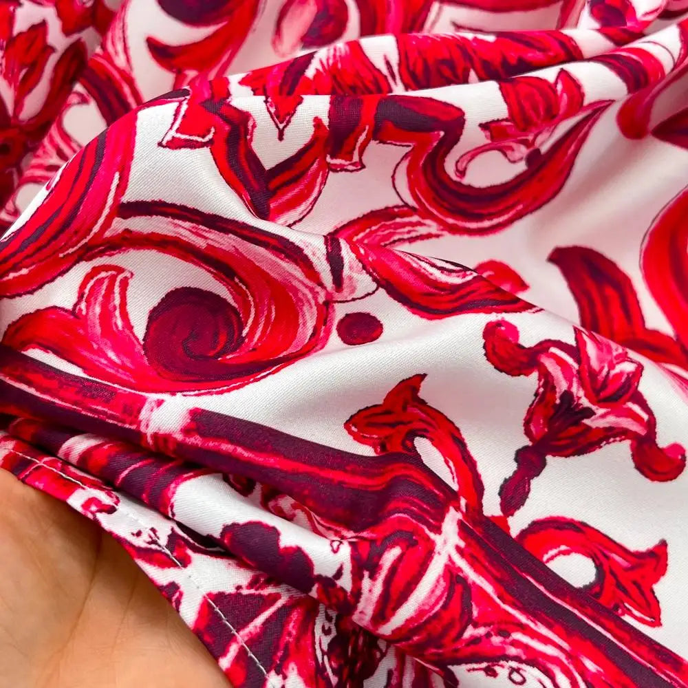 Summer Red Blue and White Porcelain Print Two Piece Set Women Spaghetti Strap Crop Top and Maxi Skirt Beachwear Ensemble