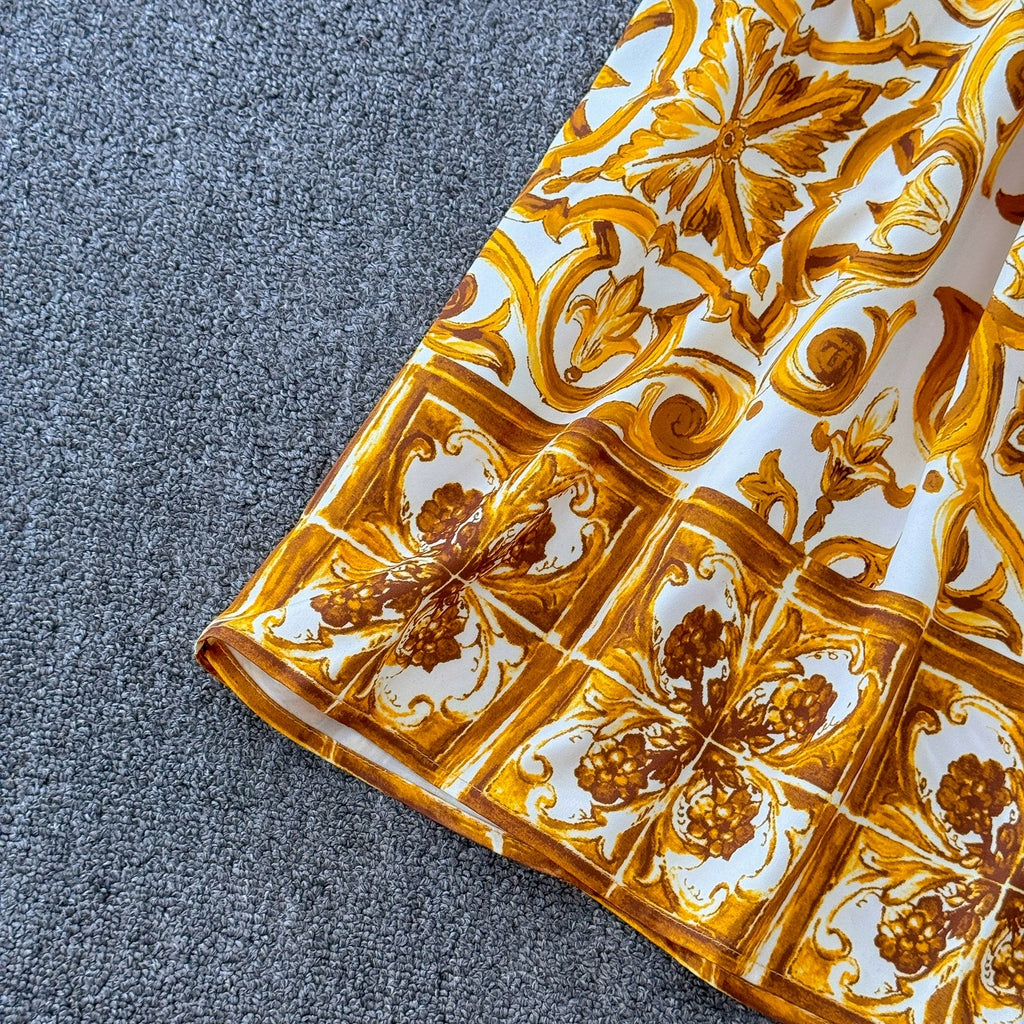 Summer Yellow Floral Two Piece Skirt Set for Women Sexy Corset Crop Top with Long Maxi Skirt Printed Outfit