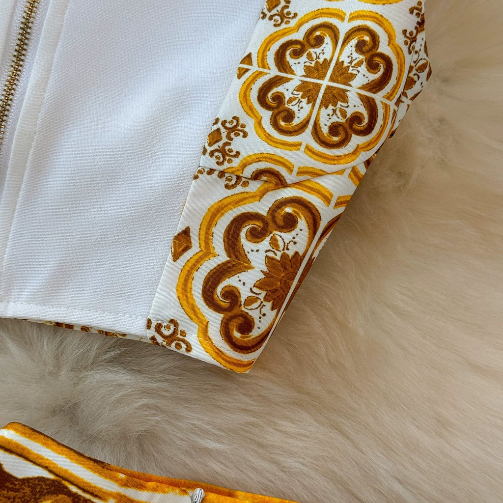 Summer Yellow Floral Two Piece Skirt Set for Women Sexy Corset Crop Top with Long Maxi Skirt Printed Outfit