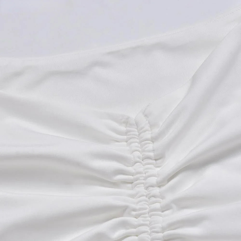 Women's Sexy V-Neck Off-Shoulder Blouse with Drawstring Bandage Detail Long Sleeve Summer Top Stylish Korean-Inspired Short Shirt