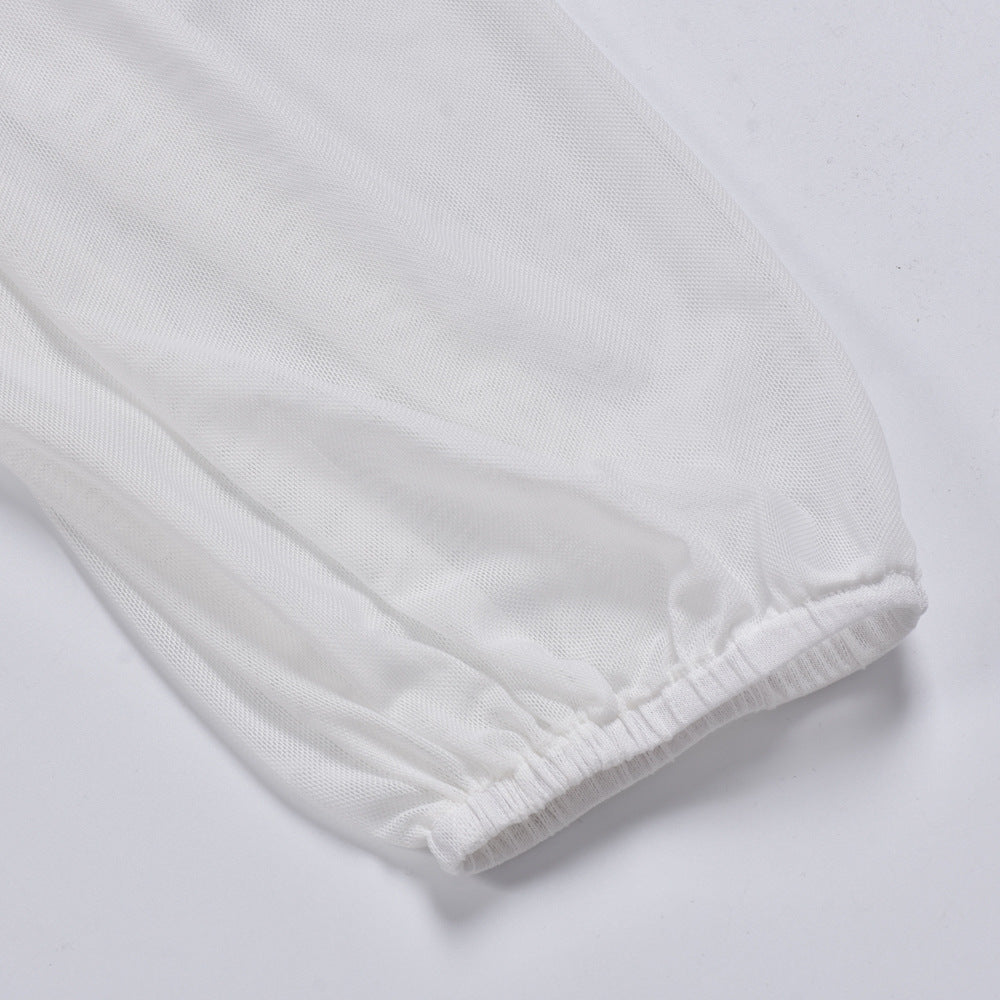 Women's Sexy V-Neck Off-Shoulder Blouse with Drawstring Bandage Detail Long Sleeve Summer Top Stylish Korean-Inspired Short Shirt