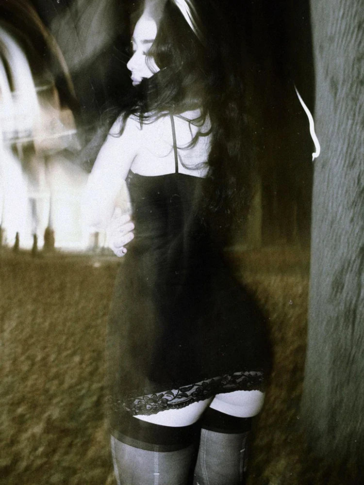 Cyberpunk Skull Print Women's Gothic Dress with Sleeveless High Waist Bodycon Fit Harajuku Streetwear Rave Outfit