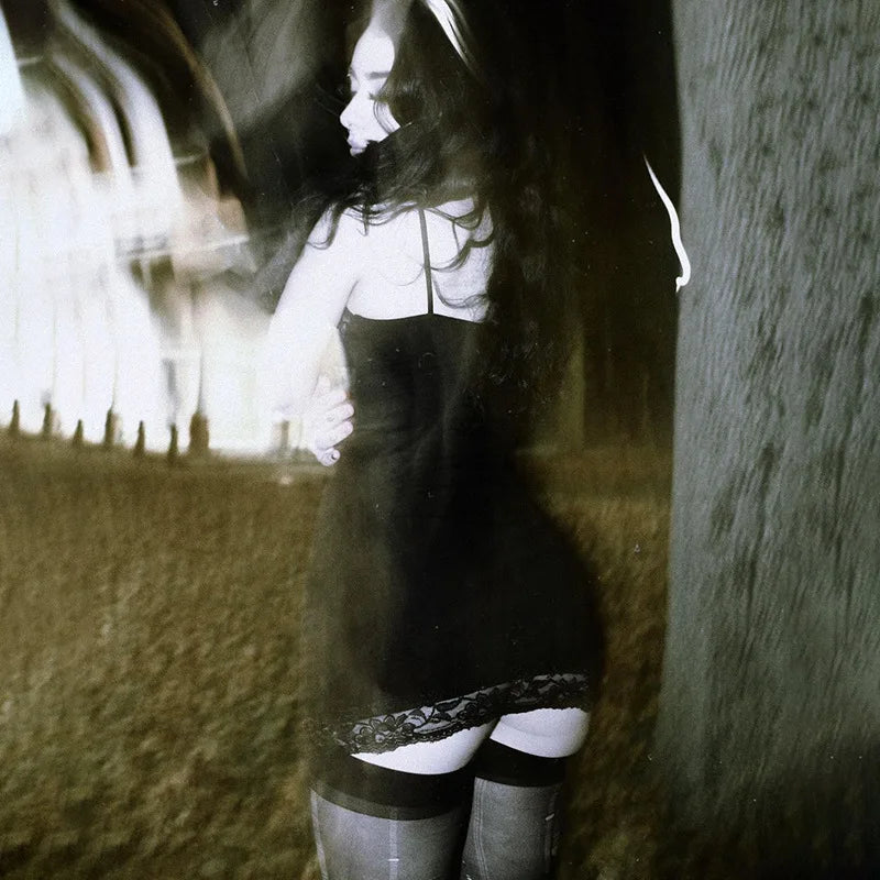 Cyberpunk Skull Print Women's Gothic Dress with Sleeveless High Waist Bodycon Fit Harajuku Streetwear Rave Outfit