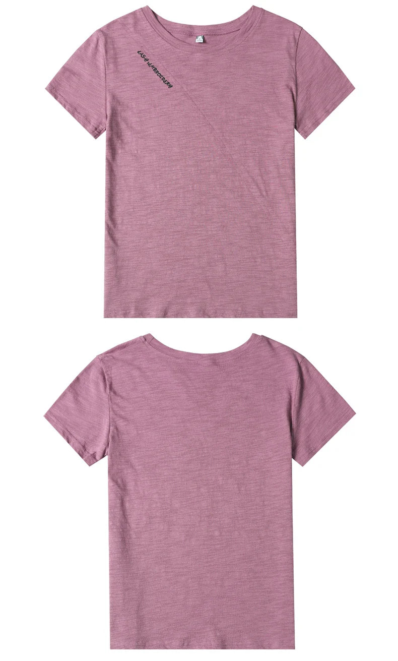 Women's 100% Cotton Short Sleeve O-Neck T-Shirt Loose Fit Casual Patchwork Top High Quality Summer Tee