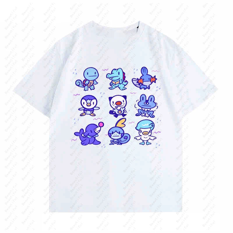 Classic Short-Sleeved Cotton T-Shirt Featuring Dream Royal Water Fire Grass Trio Design for Men and Women Summer Casual Wear