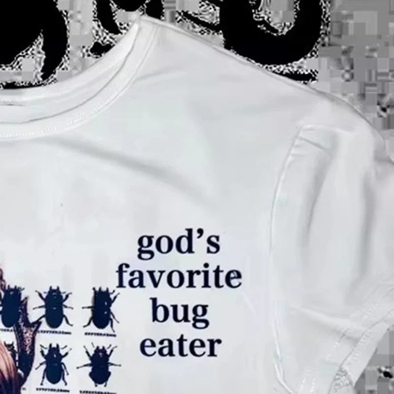 Y2K Vintage Aesthetic Kawaii Comic Print Slim Crop Top Baby Tee Summer Streetwear Goth Short Sleeve E-Girl Shirt