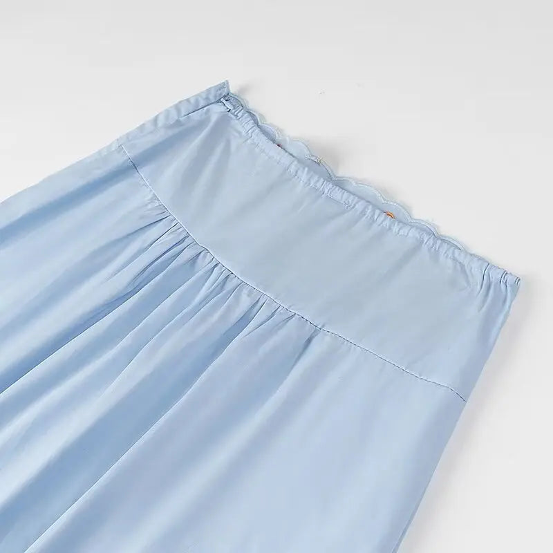 Women's Casual Elegant Retro Embroidered Strap Crop Top and Short Skirt Set